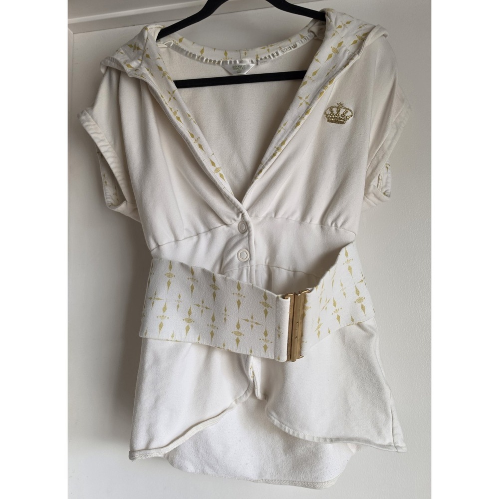 VTG Adidas x Missy Elliot Respect Me Women Hooded Top 38 White Gold Y2K